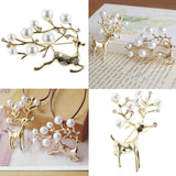 Max Charm Artificial Pearls Crystal Rhinestone Brooch Pin Jewelry Gift Deer