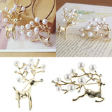 Max Charm Artificial Pearls Crystal Rhinestone Brooch Pin Jewelry Gift Deer