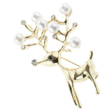 Max Charm Artificial Pearls Crystal Rhinestone Brooch Pin Jewelry Gift Deer