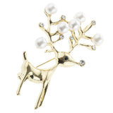 Max Charm Artificial Pearls Crystal Rhinestone Brooch Pin Jewelry Gift Deer