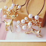 Max Charm Artificial Pearls Crystal Rhinestone Brooch Pin Jewelry Gift Deer