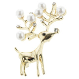 Max Charm Artificial Pearls Crystal Rhinestone Brooch Pin Jewelry Gift Deer