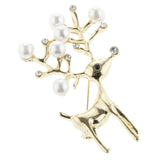 Max Charm Artificial Pearls Crystal Rhinestone Brooch Pin Jewelry Gift Deer