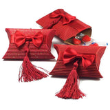 Max 12pcs Corrugated  Paper Pillow Candy Gift Box Wedding Favors  Red