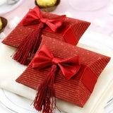 Max 12pcs Corrugated  Paper Pillow Candy Gift Box Wedding Favors  Red