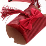 Max 12pcs Corrugated  Paper Pillow Candy Gift Box Wedding Favors  Red