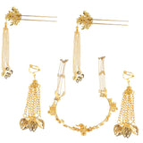 Max 5 Pieces Chinese Crown Tassel Earrings Hairpin Wedding Bridal Jewelry Set