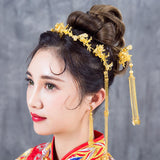 Max 5 Pieces Chinese Crown Tassel Earrings Hairpin Wedding Bridal Jewelry Set