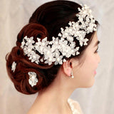 Max Chinese Wedding Traditional Flower Crystal Pearls Hair Clip Hairpin White