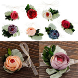 Max Silk Camellia Wrist Corsage Bridal Bracelet Wedding Hand Flower Pinkish