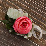 Max Silk Camellia Wrist Corsage Bridal Bracelet Wedding Hand Flower Pinkish