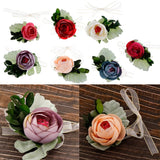 Max Silk Camellia Wrist Corsage Bridal Bracelet Wedding Hand Flower Pinkish