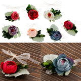 Max Silk Camellia Wrist Corsage Bridal Bracelet Wedding Hand Flower Pinkish