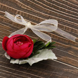Max Silk Camellia Wrist Corsage Bridal Bracelet Wedding Hand Flower Rose Red