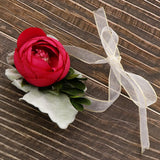 Max Silk Camellia Wrist Corsage Bridal Bracelet Wedding Hand Flower Rose Red