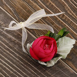 Max Silk Camellia Wrist Corsage Bridal Bracelet Wedding Hand Flower Rose Red