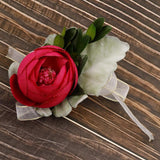 Max Silk Camellia Wrist Corsage Bridal Bracelet Wedding Hand Flower Rose Red