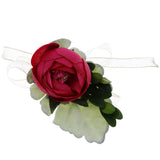 Max Silk Camellia Wrist Corsage Bridal Bracelet Wedding Hand Flower Rose Red