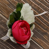 Max Silk Camellia Wrist Corsage Bridal Bracelet Wedding Hand Flower Rose Red