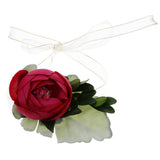Max Silk Camellia Wrist Corsage Bridal Bracelet Wedding Hand Flower Rose Red
