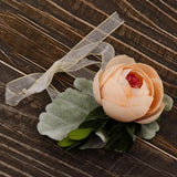 Max Silk Camellia Wrist Corsage Bridal Bracelet Wedding Hand Flower Champagne