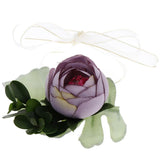 Max Silk Camellia Wrist Corsage Bridal Bracelet Wedding Hand Flower Purple