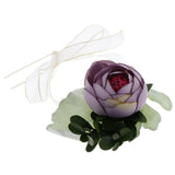 Max Silk Camellia Wrist Corsage Bridal Bracelet Wedding Hand Flower Purple