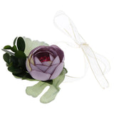 Max Silk Camellia Wrist Corsage Bridal Bracelet Wedding Hand Flower Purple