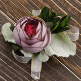 Max Silk Camellia Wrist Corsage Bridal Bracelet Wedding Hand Flower Purple