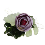 Max Silk Camellia Wrist Corsage Bridal Bracelet Wedding Hand Flower Purple