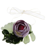 Max Silk Camellia Wrist Corsage Bridal Bracelet Wedding Hand Flower Purple