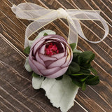 Max Silk Camellia Wrist Corsage Bridal Bracelet Wedding Hand Flower Purple