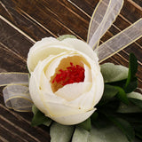 Max Silk Camellia Wrist Corsage Bridal Bracelet Wedding Hand Flower White