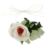 Max Silk Camellia Wrist Corsage Bridal Bracelet Wedding Hand Flower White