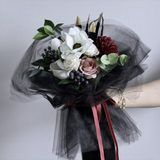 Max 10 Pieces Gauze Flower Wrapping Paper Bouquet Packing Decor Black