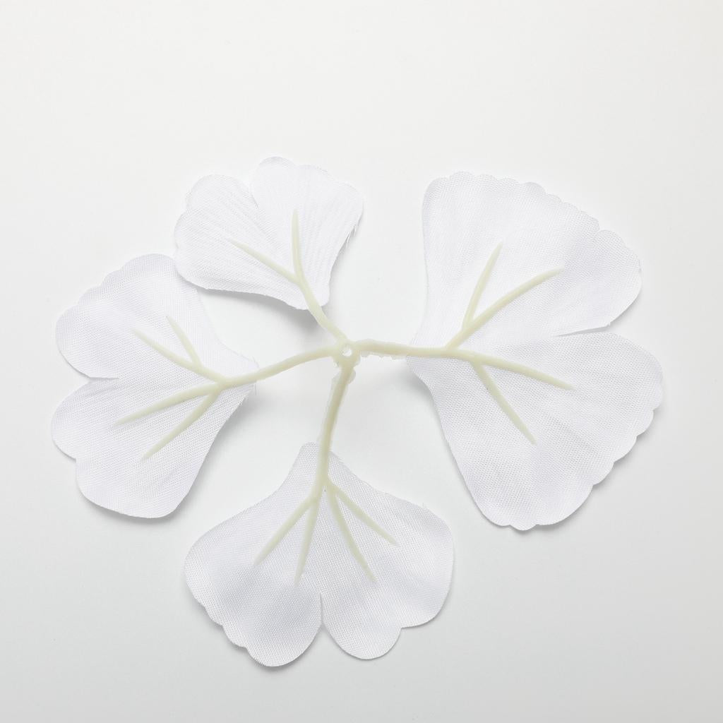 Max 30 Pieces Artificial Leaves Silk Ginkgo Leaf DIY Craft  White