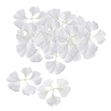Max 30 Pieces Artificial Leaves Silk Ginkgo Leaf DIY Craft  White