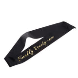 Max Plain Satin Sash Finally Twenty one Glitter Foil Stamped Letter Decor Black