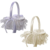 Max Lace Ribbon Fresh Sweet Romance Flower Basket Flower Girl Basket White