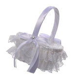 Max Lace Ribbon Fresh Sweet Romance Flower Basket Flower Girl Basket White