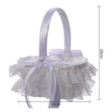 Max Lace Ribbon Fresh Sweet Romance Flower Basket Flower Girl Basket White