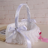 Max Lace Ribbon Fresh Sweet Romance Flower Basket Flower Girl Basket White