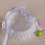 Max Lace Ribbon Fresh Sweet Romance Flower Basket Flower Girl Basket White