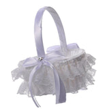 Max Lace Ribbon Fresh Sweet Romance Flower Basket Flower Girl Basket White