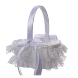 Max Lace Ribbon Fresh Sweet Romance Flower Basket Flower Girl Basket White