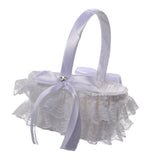 Max Lace Ribbon Fresh Sweet Romance Flower Basket Flower Girl Basket White