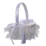 Max Lace Ribbon Fresh Sweet Romance Flower Basket Flower Girl Basket White