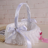Max Lace Ribbon Fresh Sweet Romance Flower Basket Flower Girl Basket White