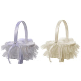 Max Lace Ribbon Fresh Sweet Romance Flower Basket Flower Girl Basket White