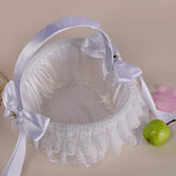 Max Lace Ribbon Fresh Sweet Romance Flower Basket Flower Girl Basket White